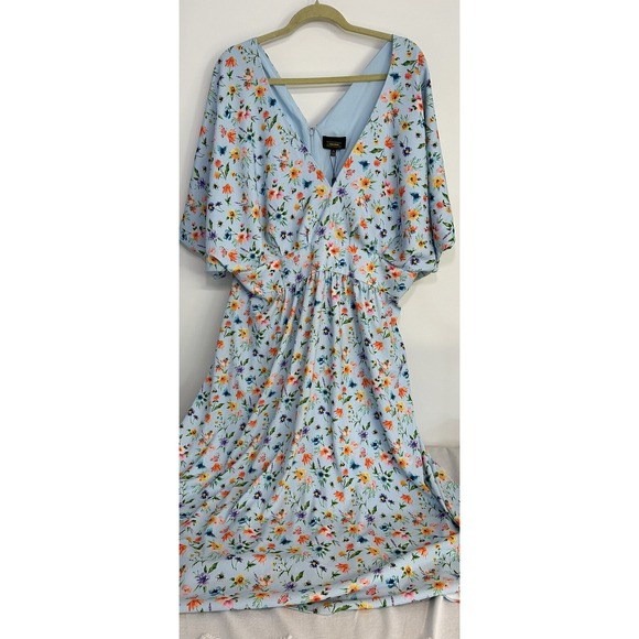 Alexia Admor Womens August Midi Dress Halogen Garden V-neck Plus Size 2X #11 - Picture 3 of 11